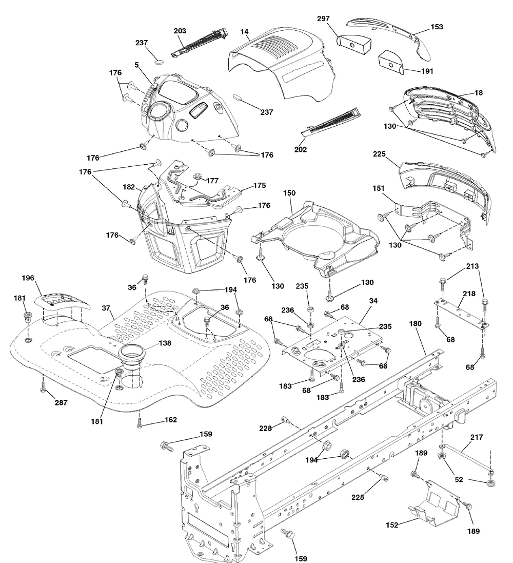Chassis Group (7800736chassis) Diagram and Parts List for 7800736-96042010200 2011 Briggs and Stratton Lawn Tractor